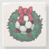 Fußball Weihnachten Steinuntersetzer (Vorderseite)