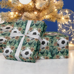 Fußball Weihnachten Thema für Spieler mit Ball Geschenkpapier