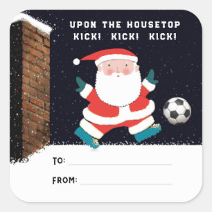 Fußball-Weihnachts-Geschenkanhänger Quadratischer Aufkleber