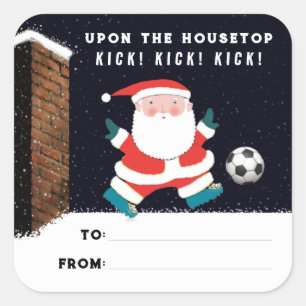 Fußball-Weihnachts-Geschenkanhänger Quadratischer Aufkleber