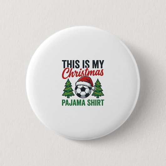 Fußball-Weihnachts-Pyjama-Hemd Button (Vorderseite)