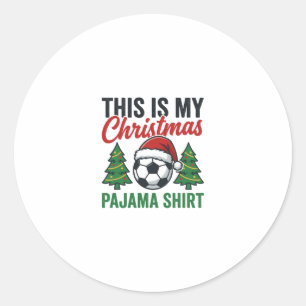 Fußball-Weihnachts-Pyjama-Hemd Runder Aufkleber
