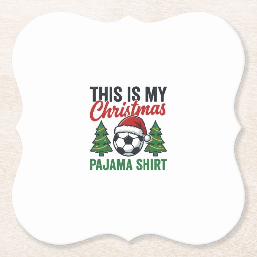 Fußball-Weihnachts-Pyjama-Hemd Untersetzer (Vorderseite)
