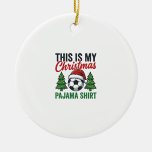 Fußball-Weihnachts-Schlafanzug-Hemd Keramik Ornament