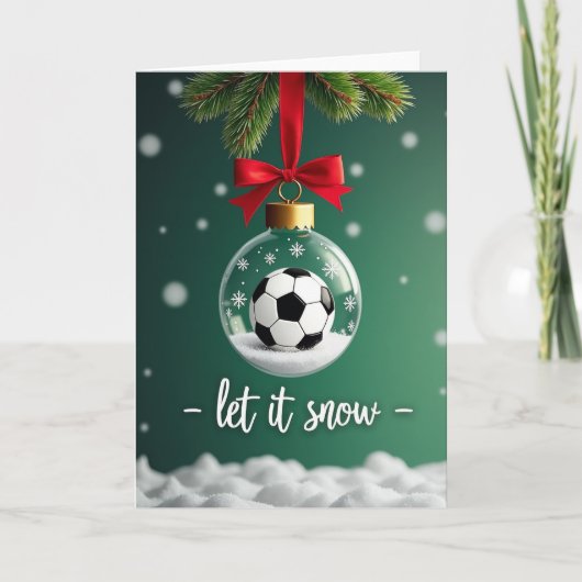Fußball-Weihnachts-Schneekugel Karte (Vorderseite)