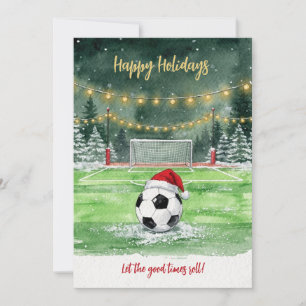 Fußball-Weihnachtsball-Santa-Hut-Grußkarten Feiertagskarte