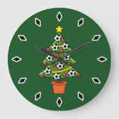 Fußball Weihnachtsbaum Große Wanduhr (Vorderseite)