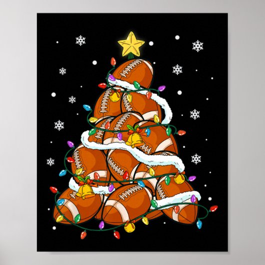 Fußball Weihnachtsbaum Lichter Weihnachten Sport M Poster (Vorne)