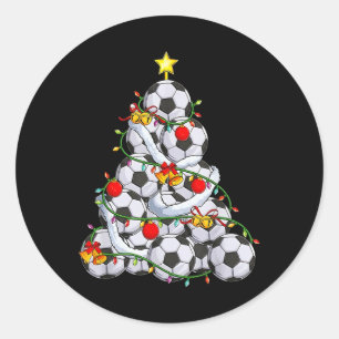 Fußball-Weihnachtsbaum Ll Weihnachtsmannmütze Lust Runder Aufkleber