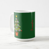 Fußball Weihnachtsbaum | Name hinzufügen Kaffeetasse (Vorderseite Links)