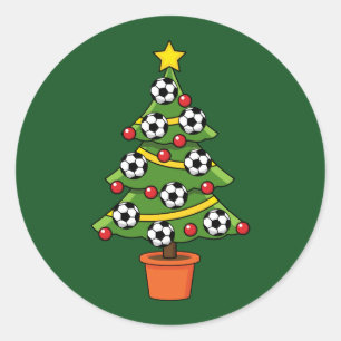 Fußball Weihnachtsbaum Runder Aufkleber