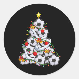 Fußball-Weihnachtsbaum-Xmas-Pyjamas-Trainer-Spiele Runder Aufkleber