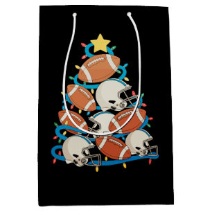 Fußball-Weihnachtsbaumlichter Xmas-Feiertagssport Mittlere Geschenktüte