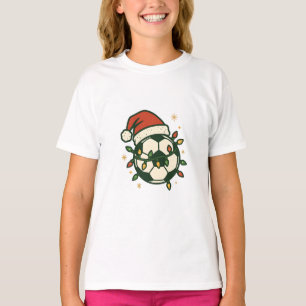 Fußball-Weihnachtsbeleuchtung Santa Hut Lustig T-Shirt