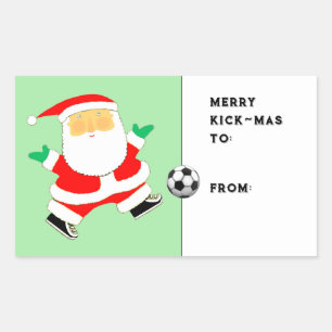 Fußball Weihnachtsfeiertag Geschenktasten Rechteckiger Aufkleber