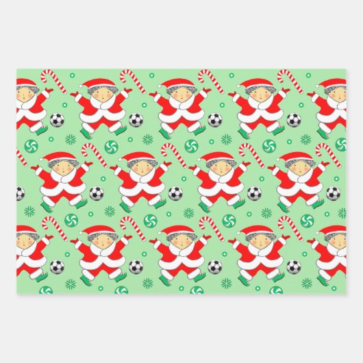 Fußball Weihnachtsgeschenke Wrapping Paper Geschenkpapier Set (Vorderseite)