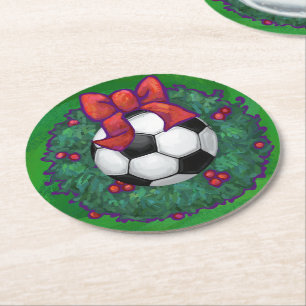 Fußball-Weihnachtskranz Runder Pappuntersetzer