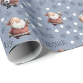 Fußball-Weihnachtsmann auf dunklem Grau-Blau Geschenkpapier (Rolleneckpunkt)