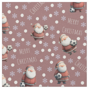 Fußball-Weihnachtsmann auf Rosé-Taupe Stoff