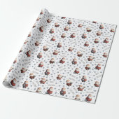 Fußball-Weihnachtsmann auf Weiß Geschenkpapier (Ungerollt)