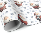 Fußball-Weihnachtsmann auf Weiß Geschenkpapier (Rolleneckpunkt)