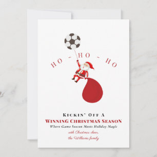 Fußball-Weihnachtsmann Kick-Off einer erfolgreiche Feiertagskarte