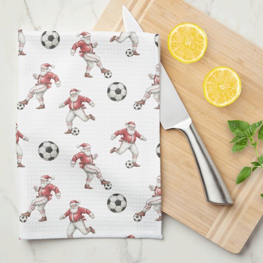 Fußball-Weihnachtsmann-Weihnachten Geschirrtuch