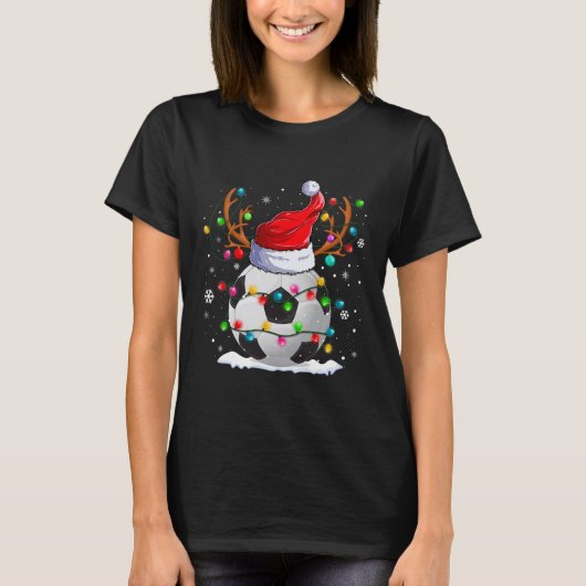 Fußball Weihnachtsmannmütze Rentiere Weihnachtsbel T-Shirt (Vorderseite)