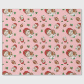 Fußball Weihnachtsrosa Gnome Santa Holly Geschenkpapier (Flach)