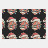 Fußball Weihnachtssport Weihnachtsmannmütze Geschenkpapier Set (Vorderseite)
