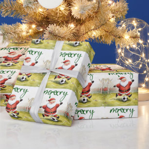 Fußball Weihnachtsthema für Spieler mit Ball Geschenkpapier
