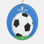 Fußball-Weihnachtsverzierung Keramikornament (Links)