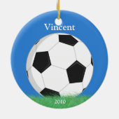 Fußball-Weihnachtsverzierung Keramikornament (Hinten)