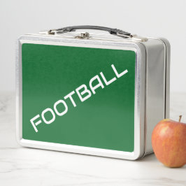 FUSSBALL Weißer Text tief grüner Hintergrund Metall Brotdose