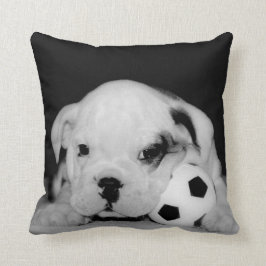"Fußball-Welpen-" englische Bulldogge Kissen
