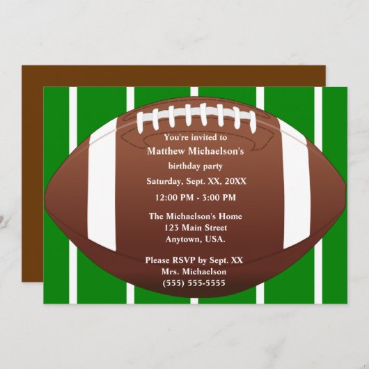 Fußball-Weltmeisterschaft mit Grünem Fußballfeld G Einladung (Vorne/Hinten)