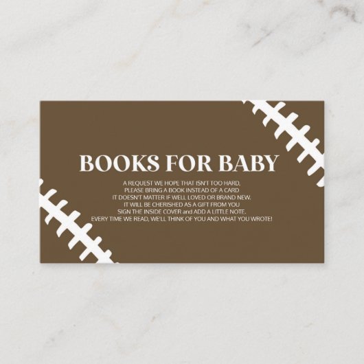 Fußball White Brown Babydusche Bücher für Baby Begleitkarte (Vorderseite)