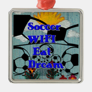 Fußball WIFI Essen Traum – Lustiger Sport Kunst Dr Silbernes Ornament