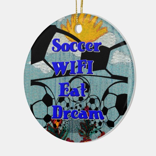 Fußball WIFI essen Traum - Spaß Sport Kunst drucke Keramik Ornament (Links)