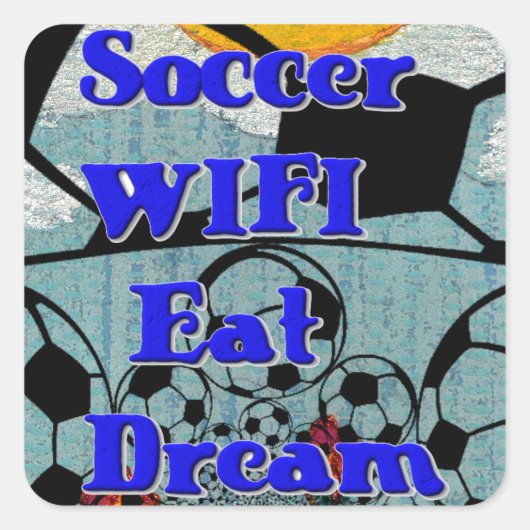 Fußball WIFI essen Traum - Spaß Sport Kunst drucke Quadratischer Aufkleber (Vorderseite)