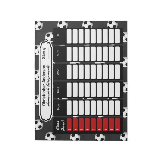 Fußball-Wöchentliche Hausaufgaben - Notepad Notizblock (Rotiert)