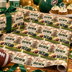 Fussball-Wrap für den 1. Geburtstag First Down Geschenkpapier