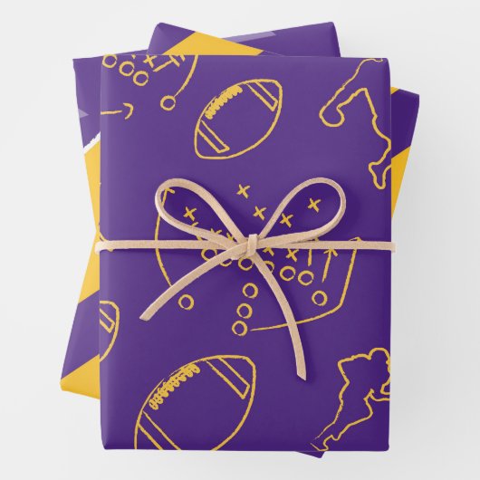 Fußball-Wrapping Papers - Lila und gelb Geschenkpapier Set (Beispiel)