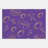 Fußball-Wrapping Papers - Lila und gelb Geschenkpapier Set (Vorderseite)