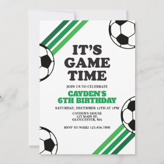 Fußball-Zeit Grüne Streifen Geburtstag Einladung