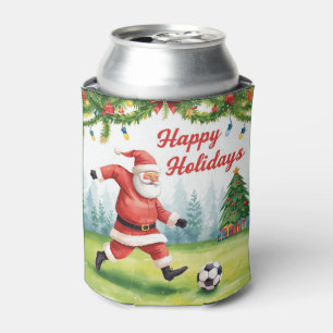 Fußball zu Weihnachten mit dem Weihnachtsmann Dosenkühler