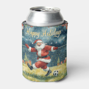 Fußball zu Weihnachten mit dem Weihnachtsmann Dosenkühler