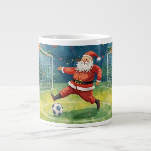 Fußball zu Weihnachten mit dem Weihnachtsmann Jumbo-Tasse (Vorderseite)