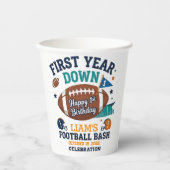 Fußball zum 1. Geburtstag "First Year Down"  Pappbecher (Vorderseite)