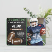 Fußball zum Geburtstag Foto Einladung (Stehend Vorderseite)